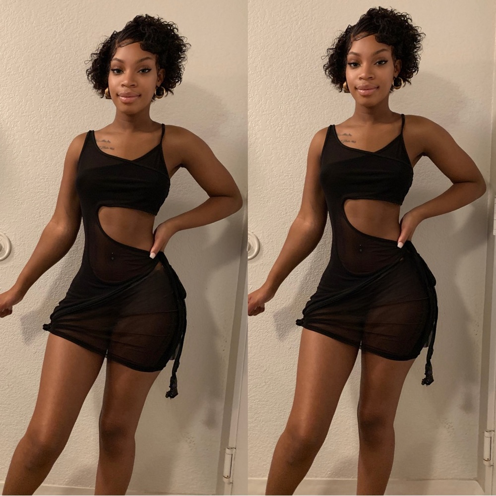 Black mesh cut out dress size small